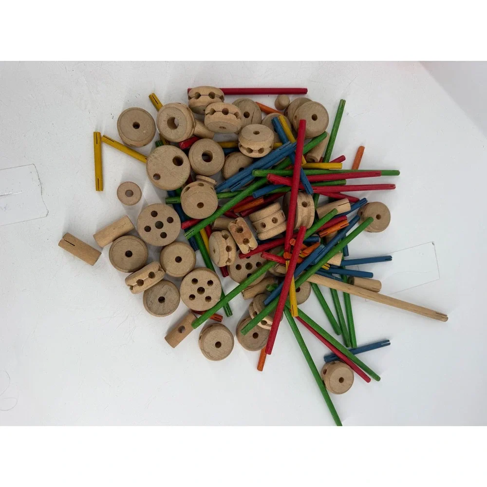 Spalding Tinkertoy Building Set Unisex OS Multi Color Vintage Wood Toycore